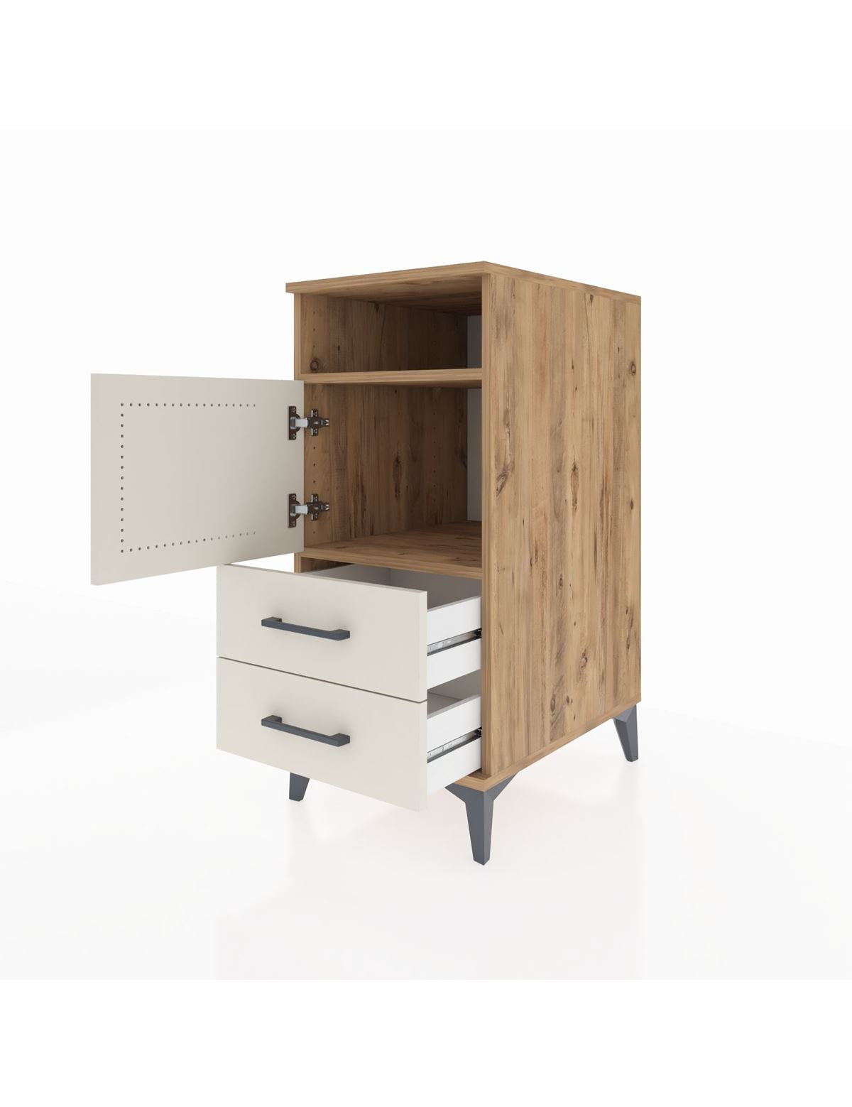 Kronos Komodin 2 Raflı 2 Çekmeceli Tek Kapaklı 44x59x96 - S75M023V7C