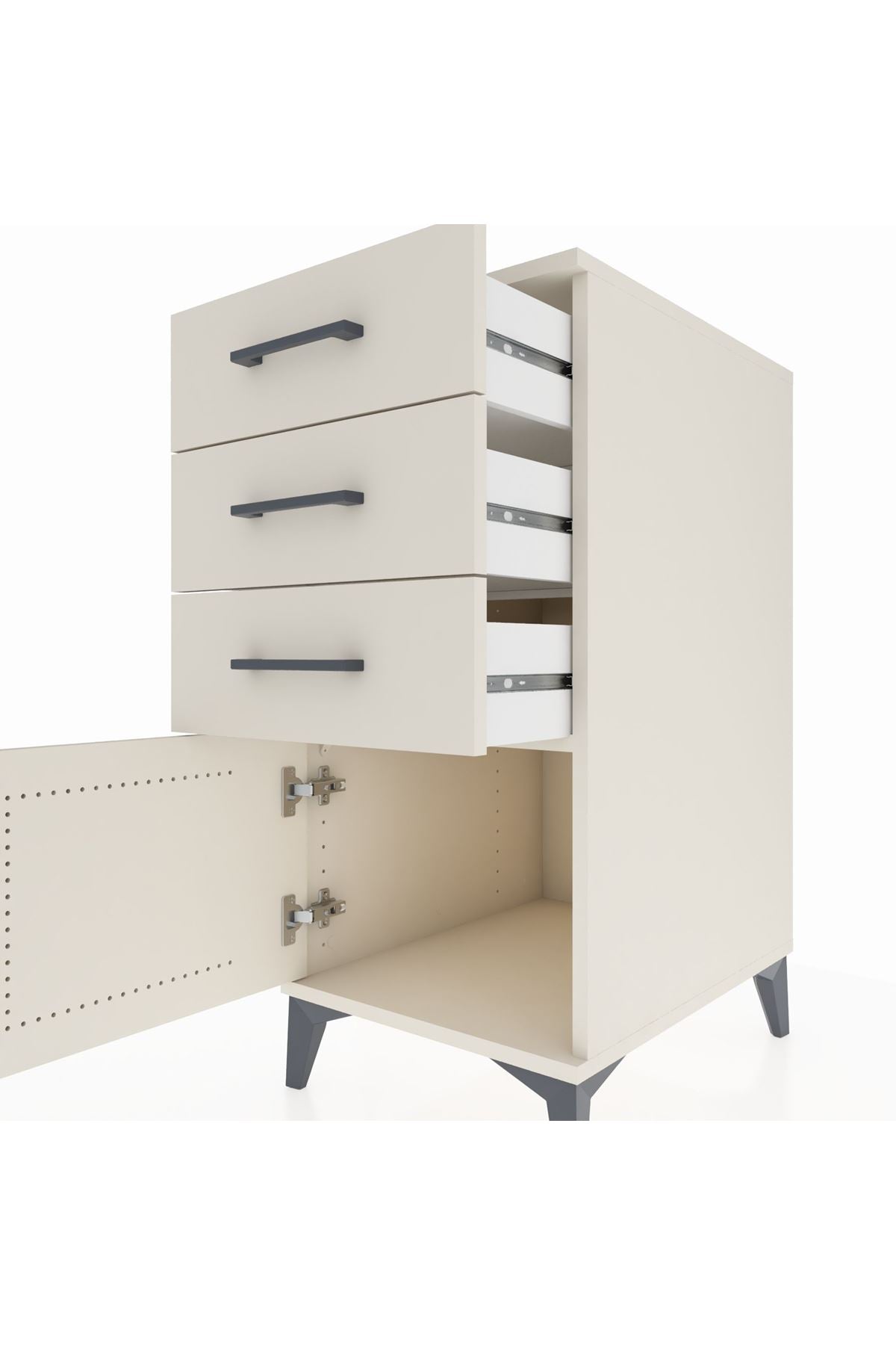 Kronos Komodin 3 Çekmeceli Tek Kapaklı 44x59x96 Aytaşı-Aytaşı