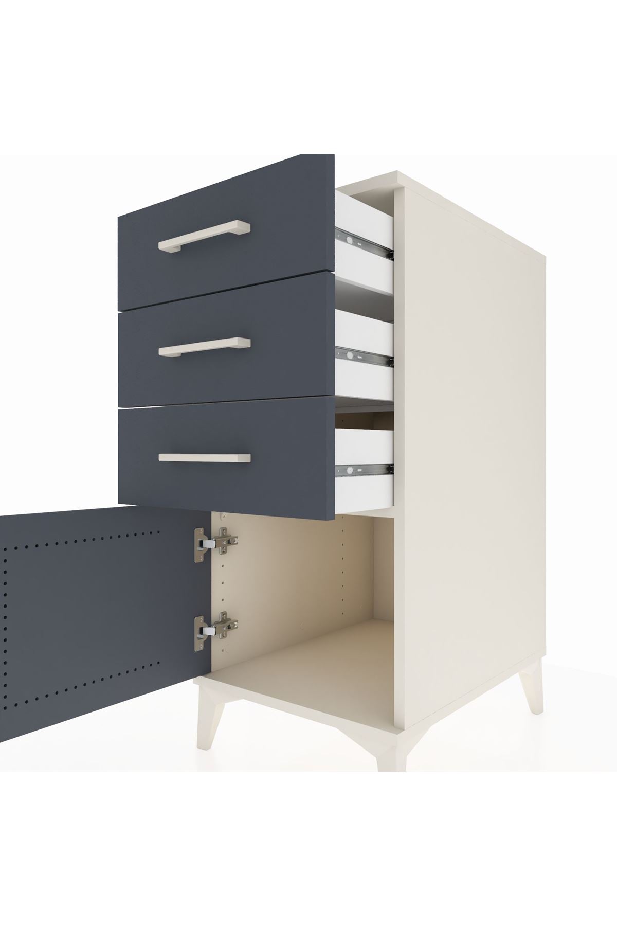 Kronos Komodin 3 Çekmeceli Tek Kapaklı 44x59x96 Aytaşı-Antrasit