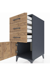 Kronos Komodin 3 Çekmeceli Tek Kapaklı 44x59x96 Antrasit-Çam