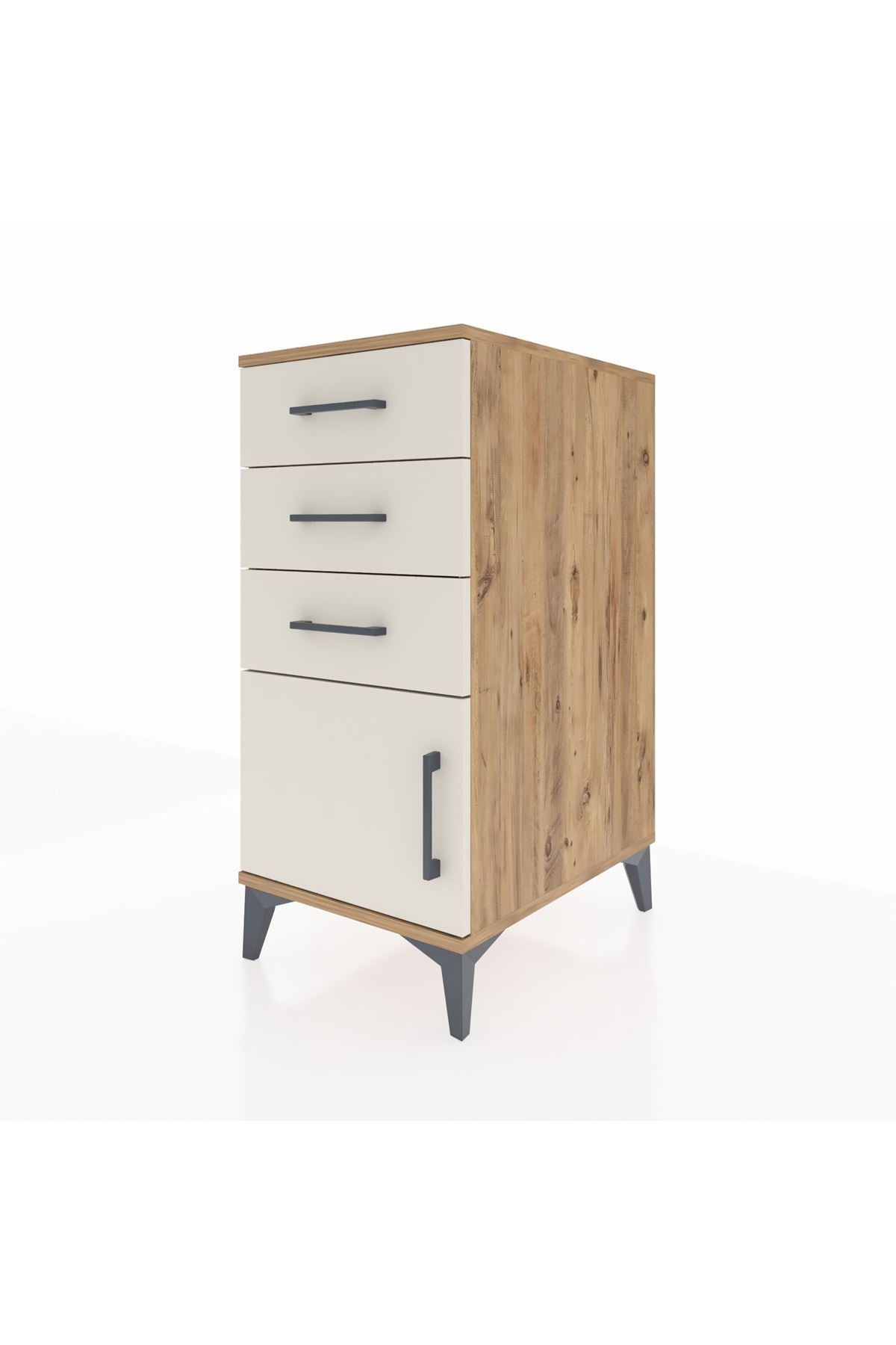Kronos Komodin 3 Çekmeceli Tek Kapaklı 44x59x96 Çam-Aytaşı