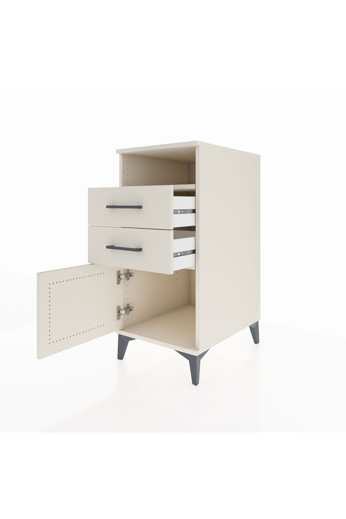 Kronos Komodin Tek Raflı 2 Çekmeceli Tek Kapaklı 44x59x96 Aytaşı-Aytaşı