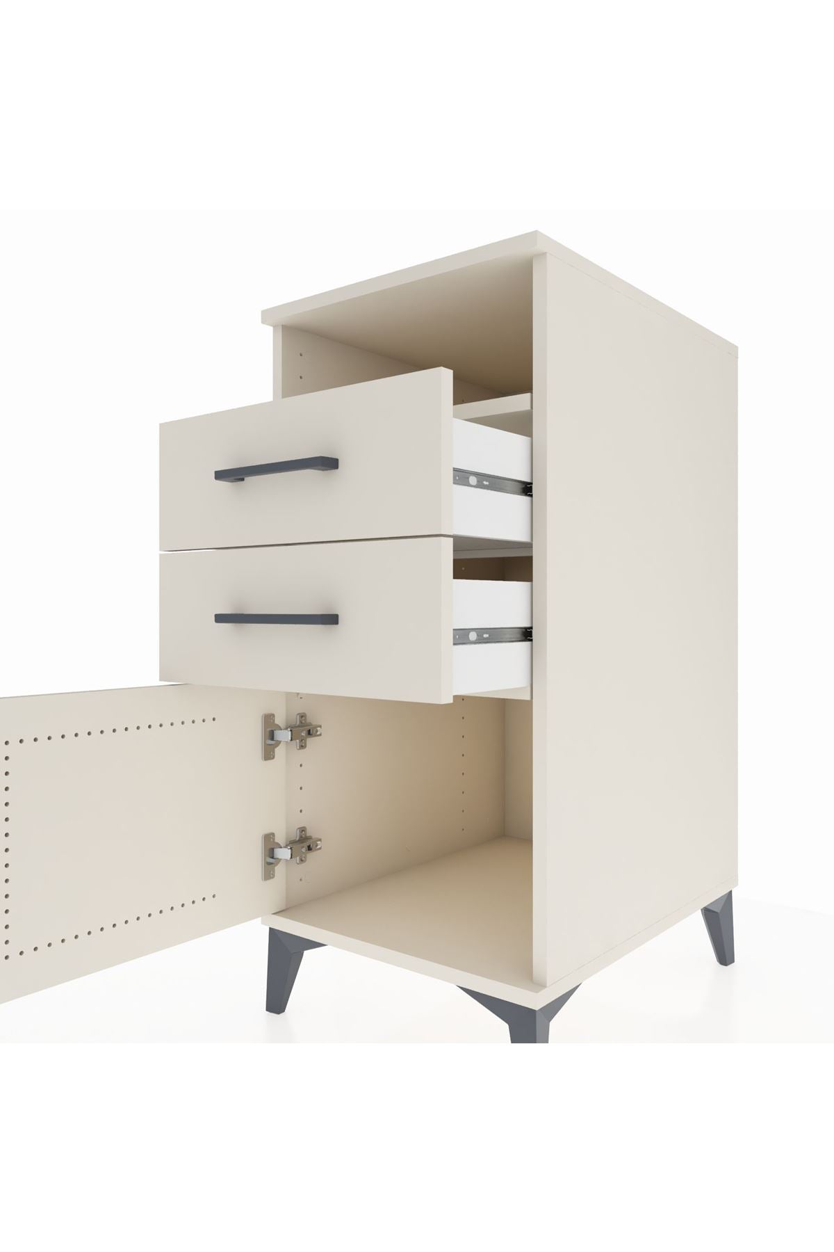 Kronos Komodin Tek Raflı 2 Çekmeceli Tek Kapaklı 44x59x96 Aytaşı-Aytaşı