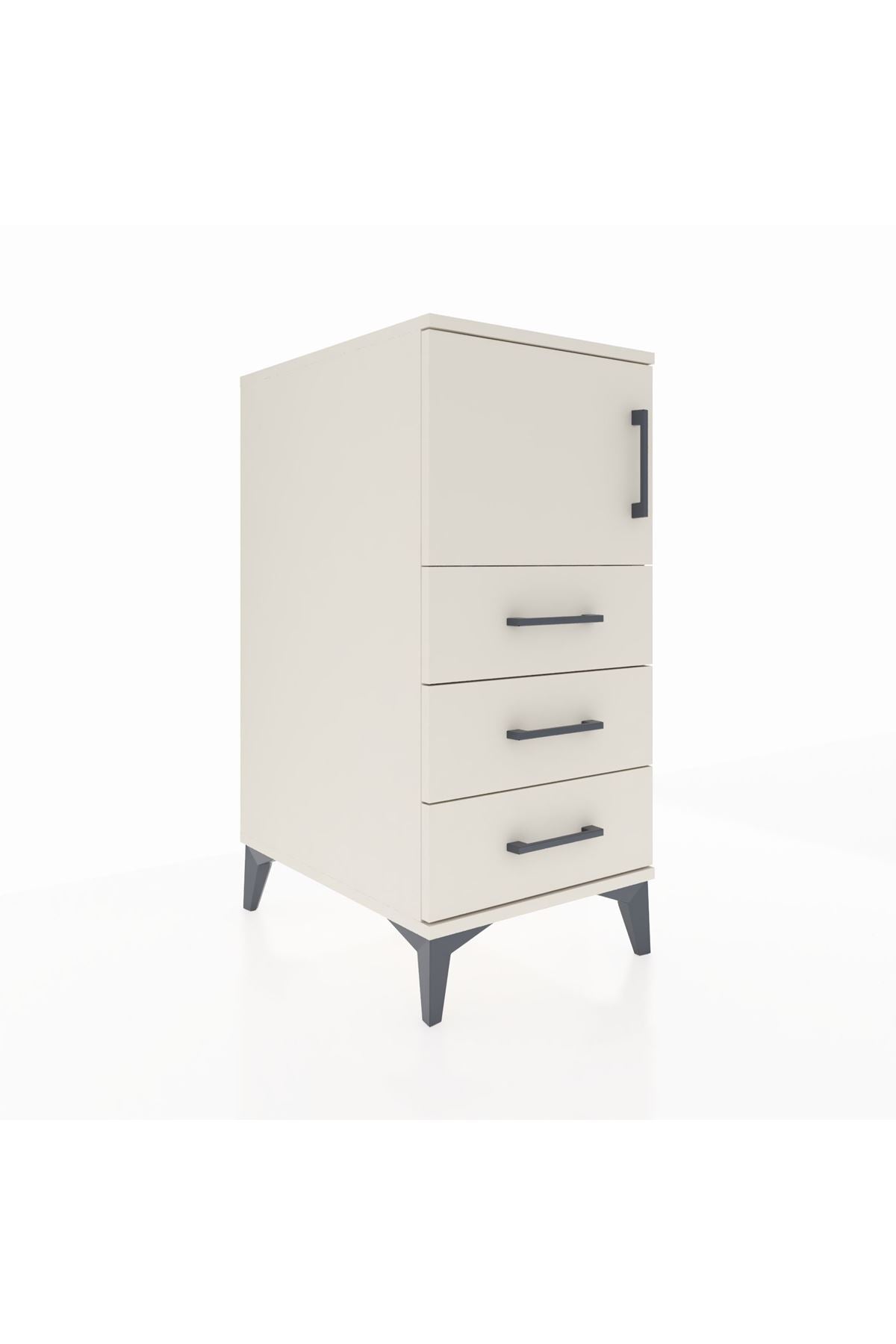 Kronos Komodin Tek Raflı 3 Çekmeceli Tek Kapaklı 44x59x96 Aytaşı-Aytaşı
