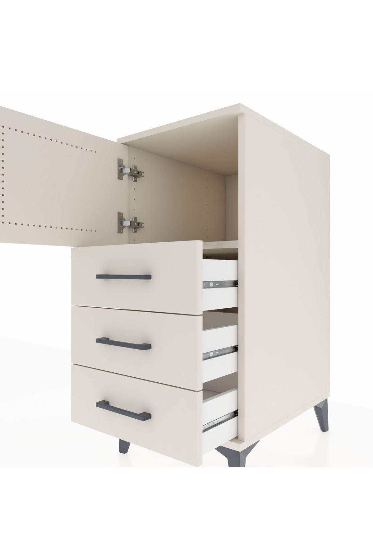 Kronos Komodin Tek Raflı 3 Çekmeceli Tek Kapaklı 44x59x96 Aytaşı-Aytaşı
