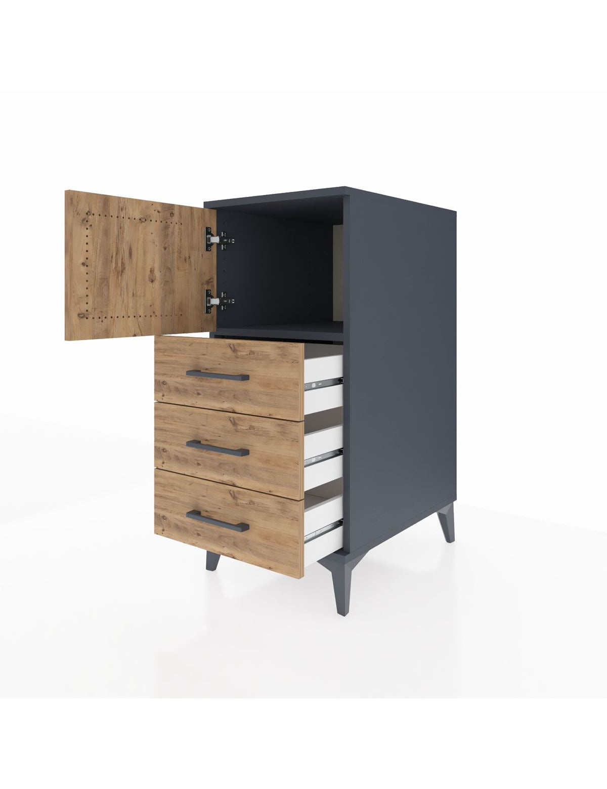 Kronos Komodin Tek Raflı 3 Çekmeceli Tek Kapaklı 44x59x96 - S75M026V6C