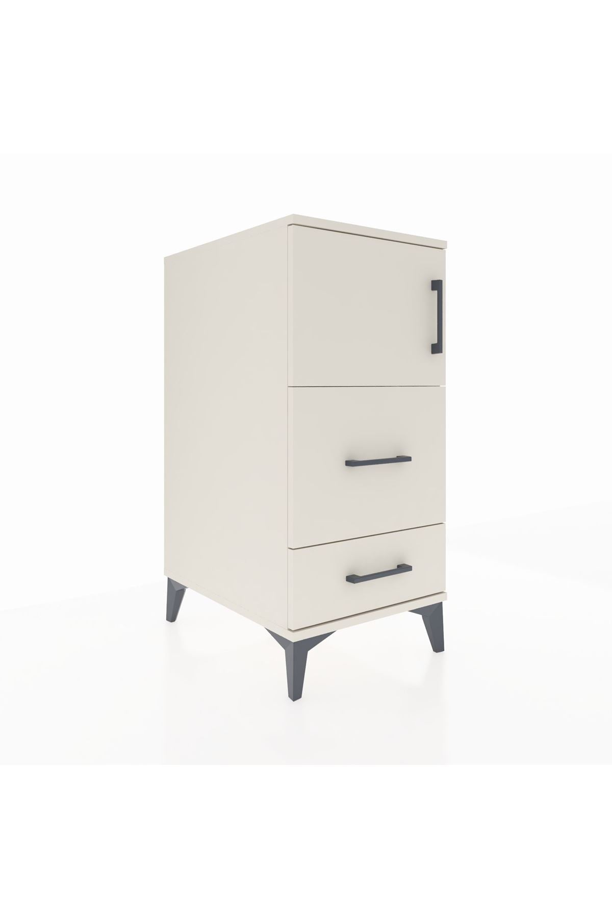 Kronos Komodin Tek Raflı 2 Çekmeceli Tek Kapaklı 44x59x96 Aytaşı-Aytaşı