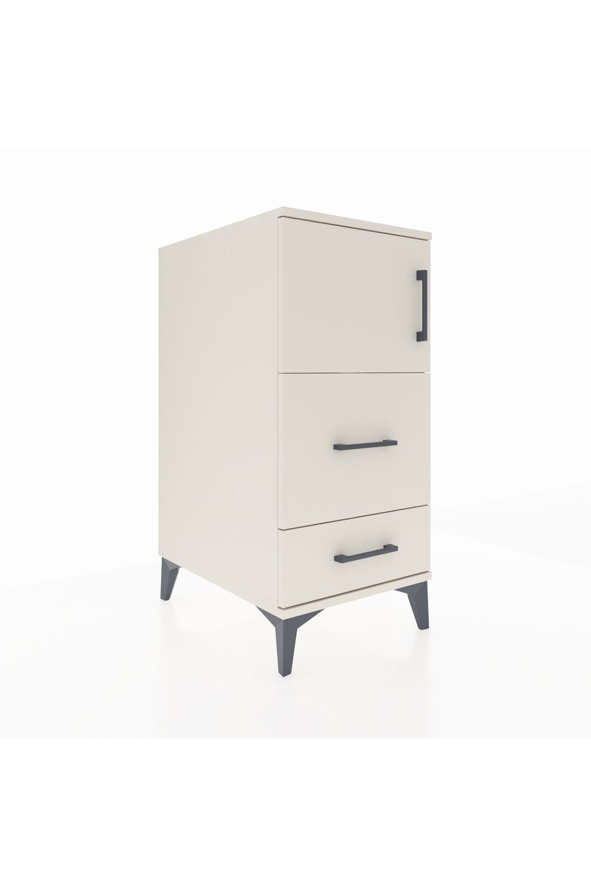 Kronos Komodin Tek Raflı 2 Çekmeceli Tek Kapaklı 44x59x96 Aytaşı-Aytaşı