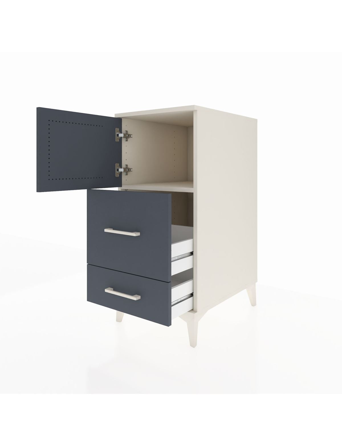 Kronos Komodin Tek Raflı 2 Çekmeceli Tek Kapaklı 44x59x96 - S75M028V2C