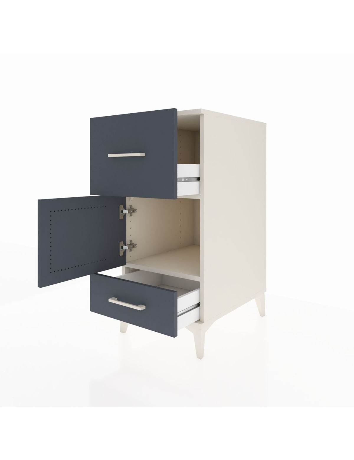 Kronos Komodin Tek Raflı 2 Çekmeceli Tek Kapaklı 44x59x96 - S75M029V2C