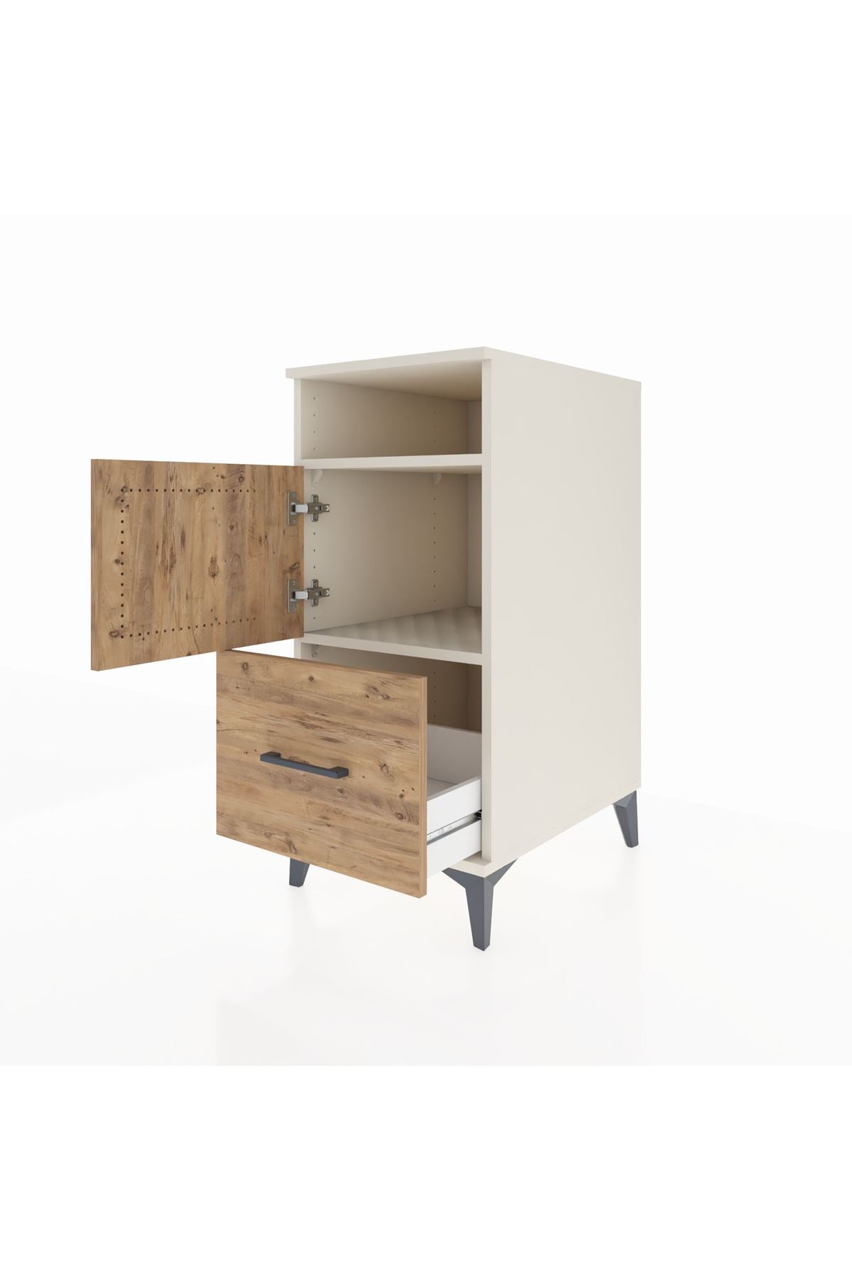 Kronos Komodin 2 Raflı Tek Çekmeceli Tek Kapaklı 44x59x96 Aytaşı-Çam