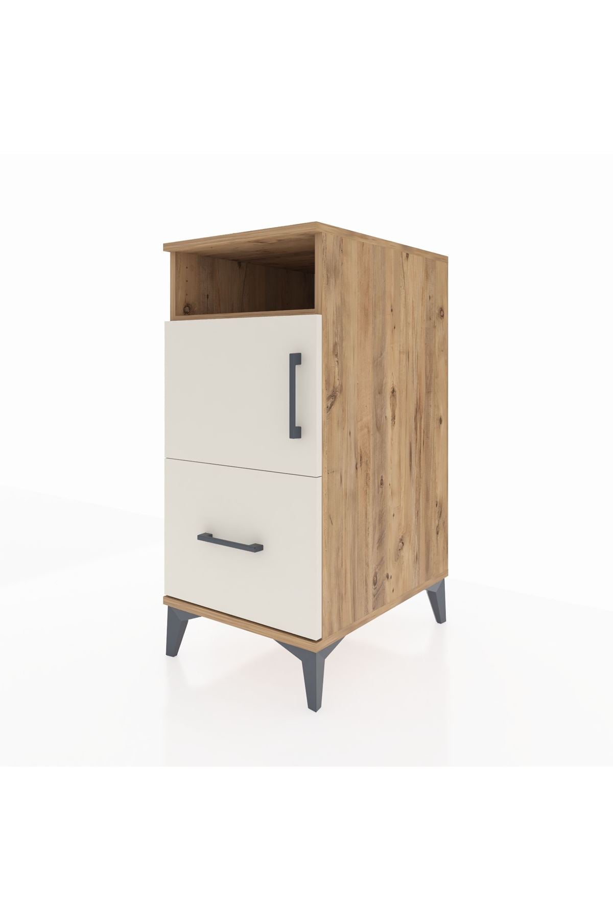Kronos Komodin 2 Raflı Tek Çekmeceli Tek Kapaklı 44x59x96 Çam-Aytaşı