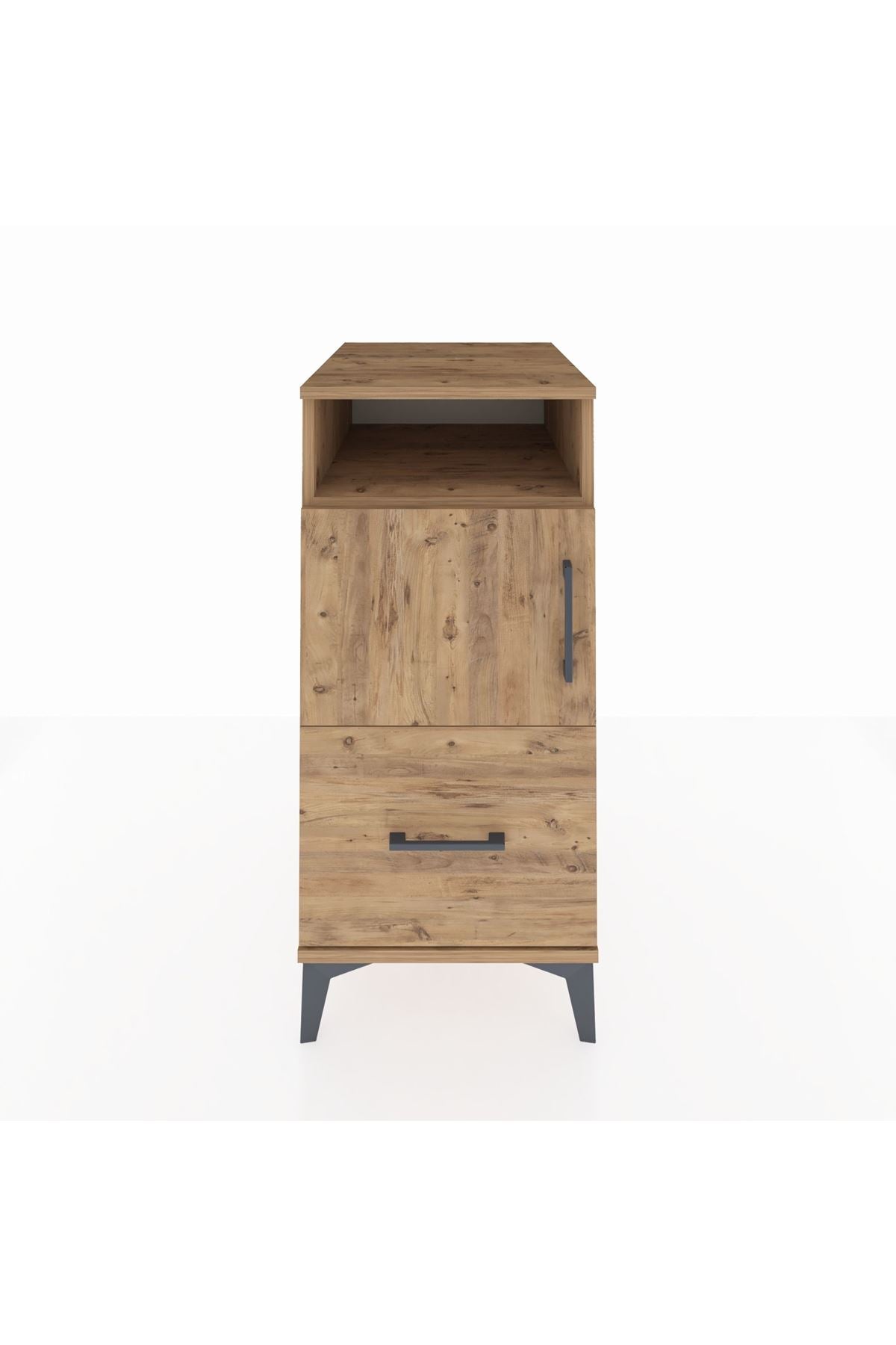Kronos Komodin 2 Raflı Tek Çekmeceli Tek Kapaklı 44x59x96 Çam-Çam