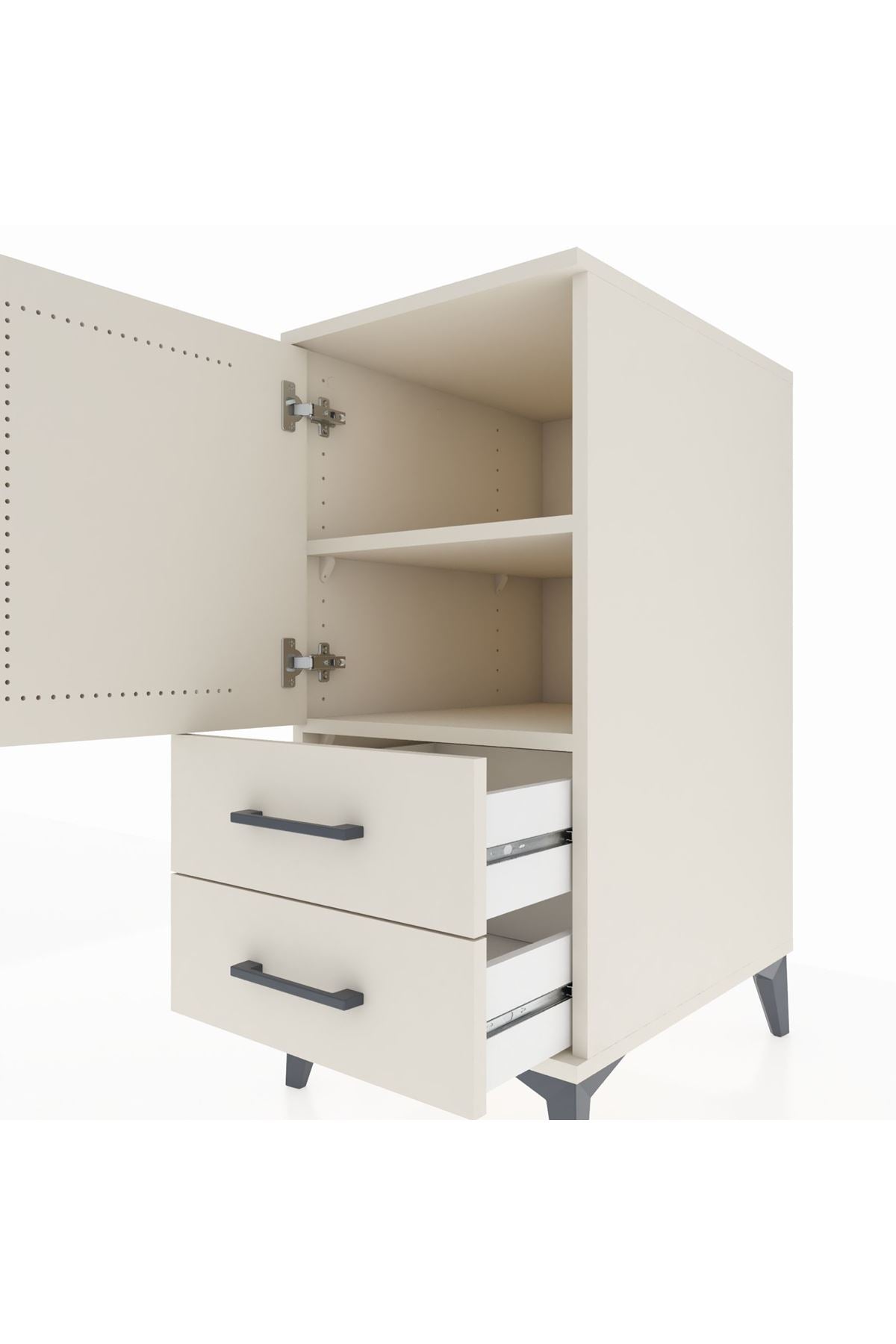 Kronos Komodin 2 Raflı 2 Çekmeceli Tek Kapaklı 44x59x96 Aytaşı-Aytaşı