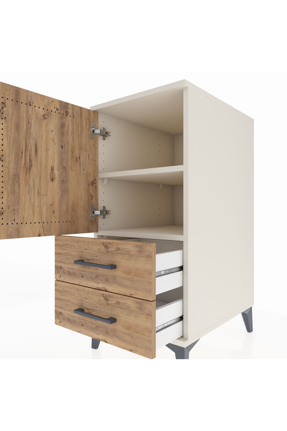 Kronos Komodin 2 Raflı 2 Çekmeceli Tek Kapaklı 44x59x96 Aytaşı-Çam