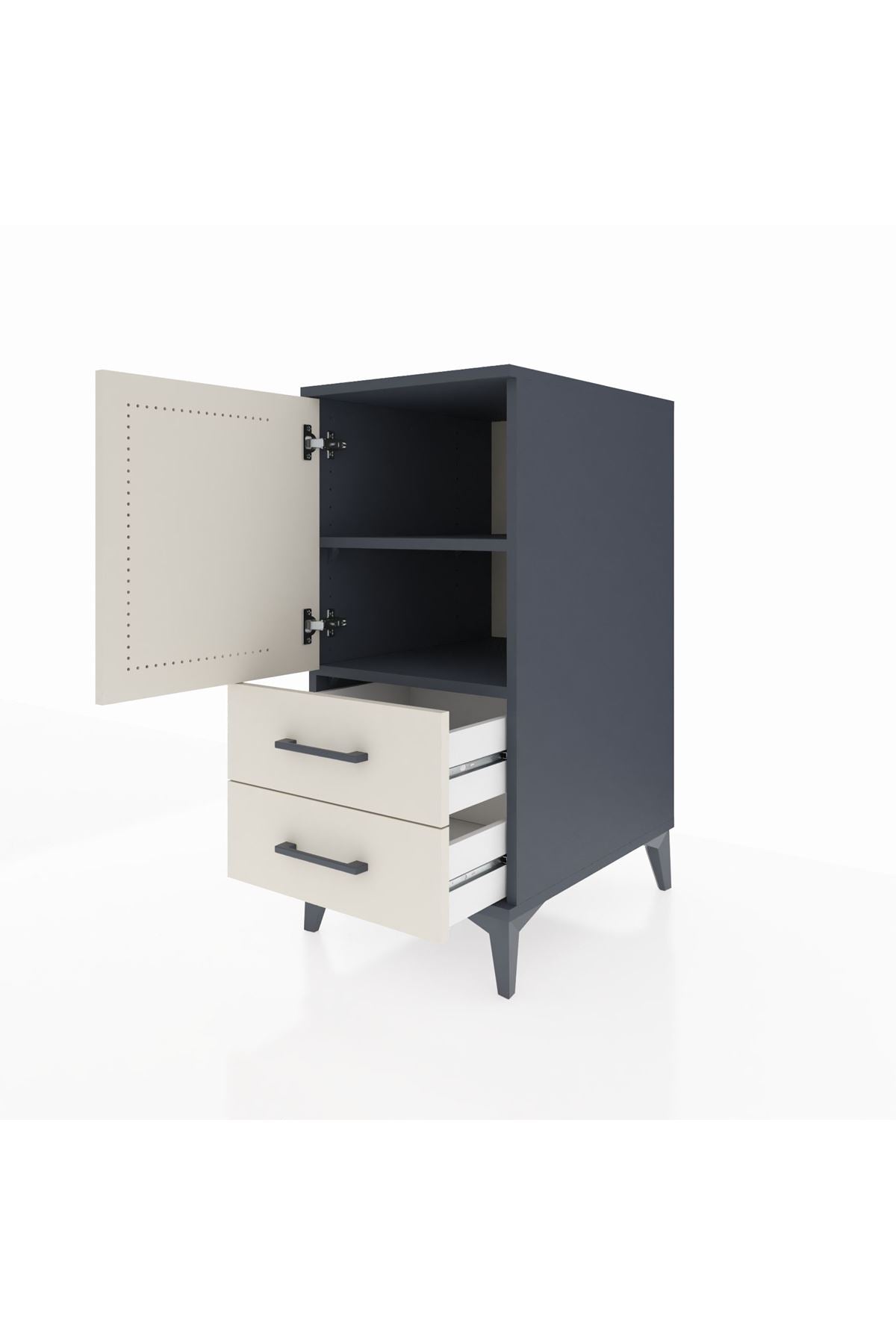 Kronos Komodin 2 Raflı 2 Çekmeceli Tek Kapaklı 44x59x96 Antrasit-Aytaşı