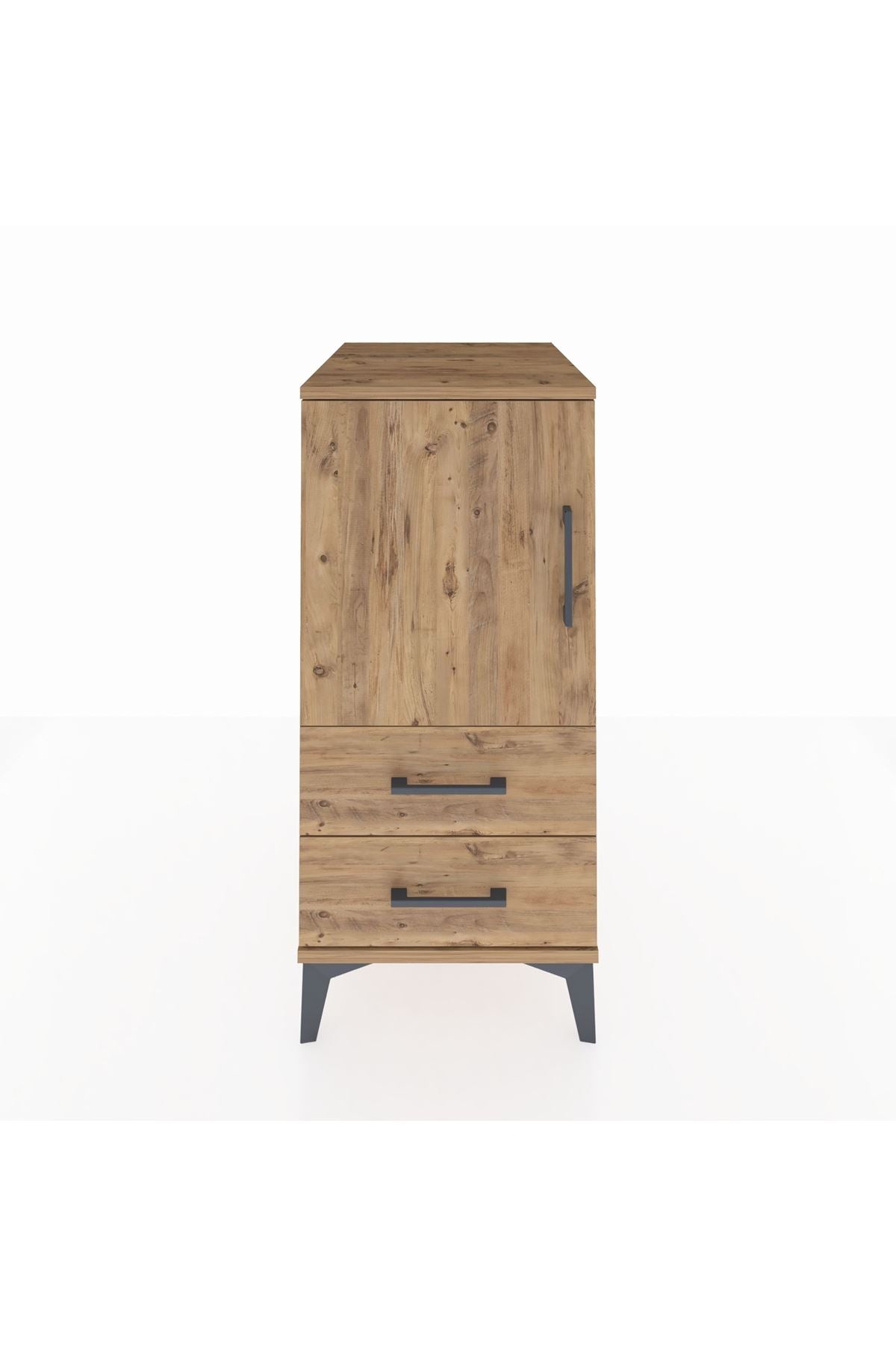 Kronos Komodin 2 Raflı 2 Çekmeceli Tek Kapaklı 44x59x96 Çam-Çam