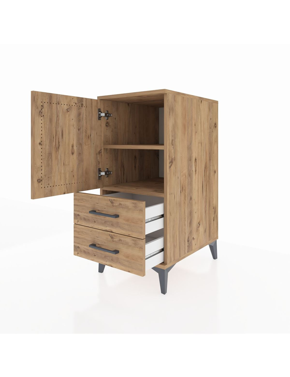 Kronos Komodin 2 Raflı 2 Çekmeceli Tek Kapaklı 44x59x96 - S75M032V9C