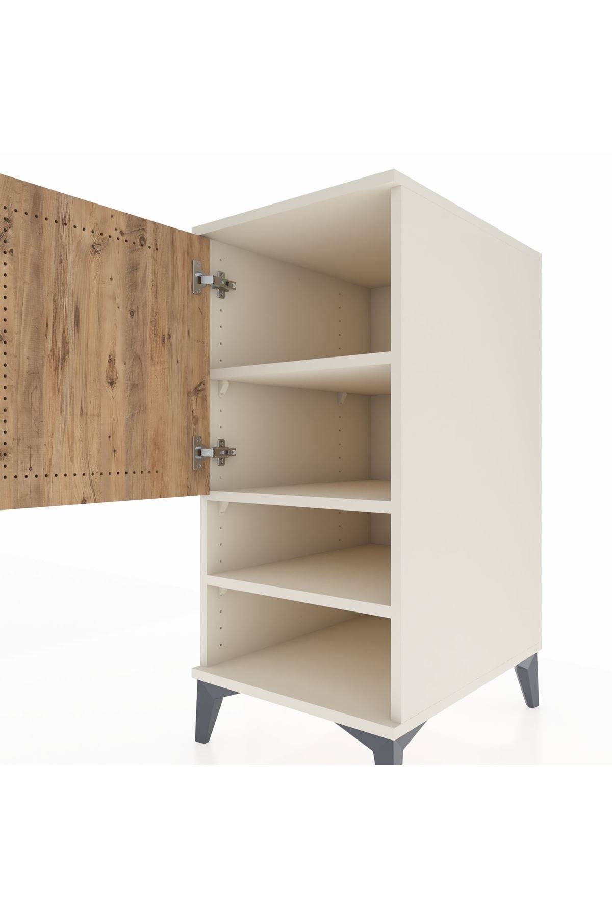 Kronos Komodin 3 Raflı Tek Kapaklı 44x59x96 Aytaşı-Çam