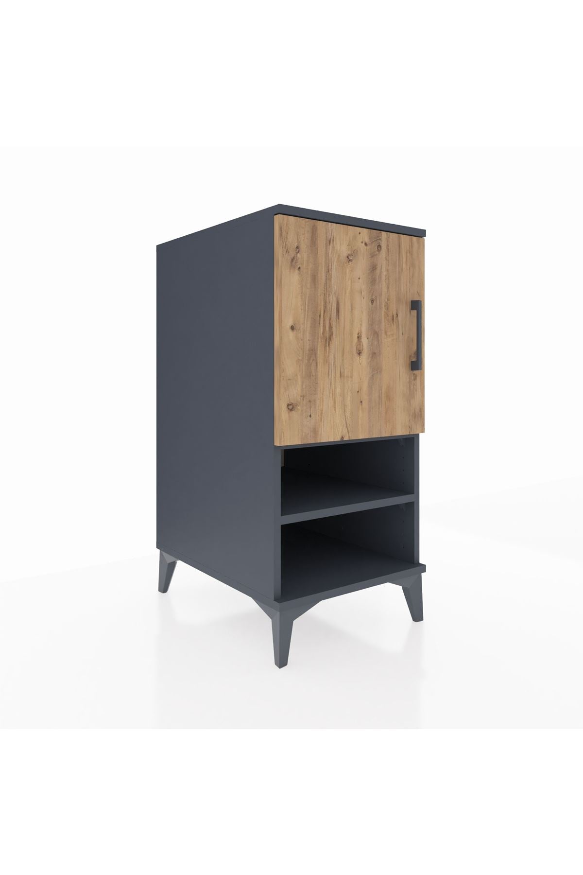 Kronos Komodin 3 Raflı Tek Kapaklı 44x59x96 Antrasit-Çam
