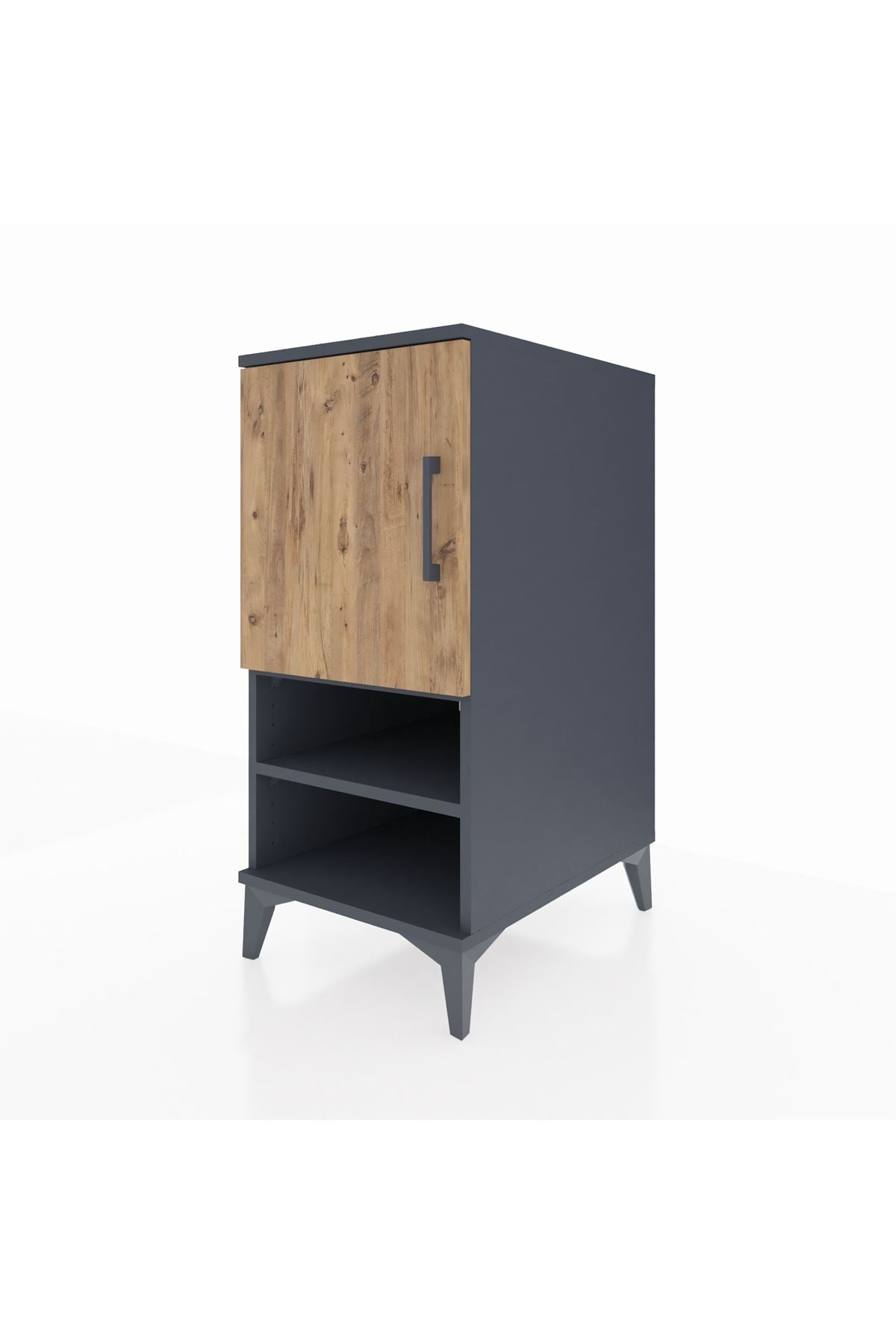Kronos Komodin 3 Raflı Tek Kapaklı 44x59x96 Antrasit-Çam