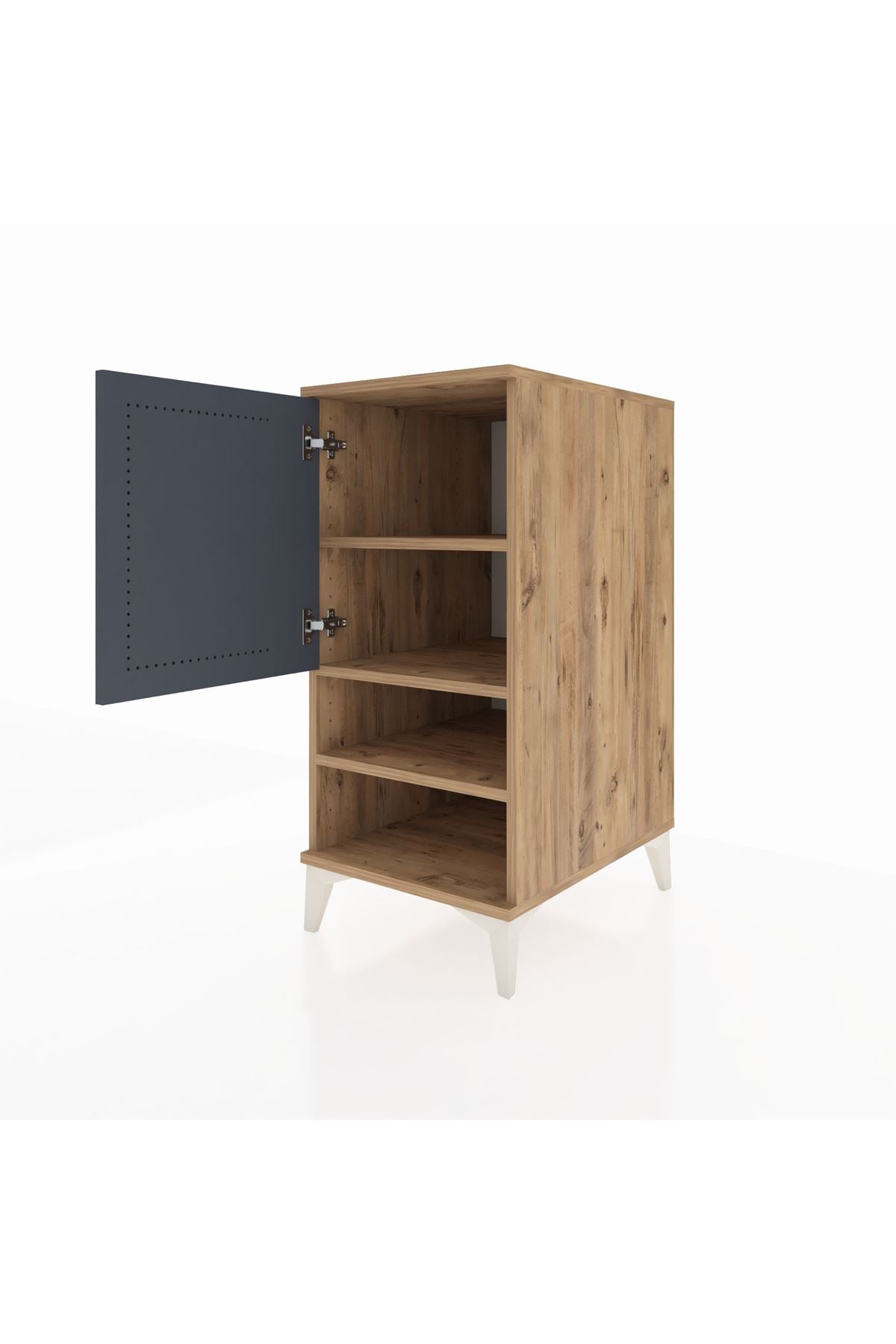 Kronos Komodin 3 Raflı Tek Kapaklı 44x59x96 Çam-Antrasit