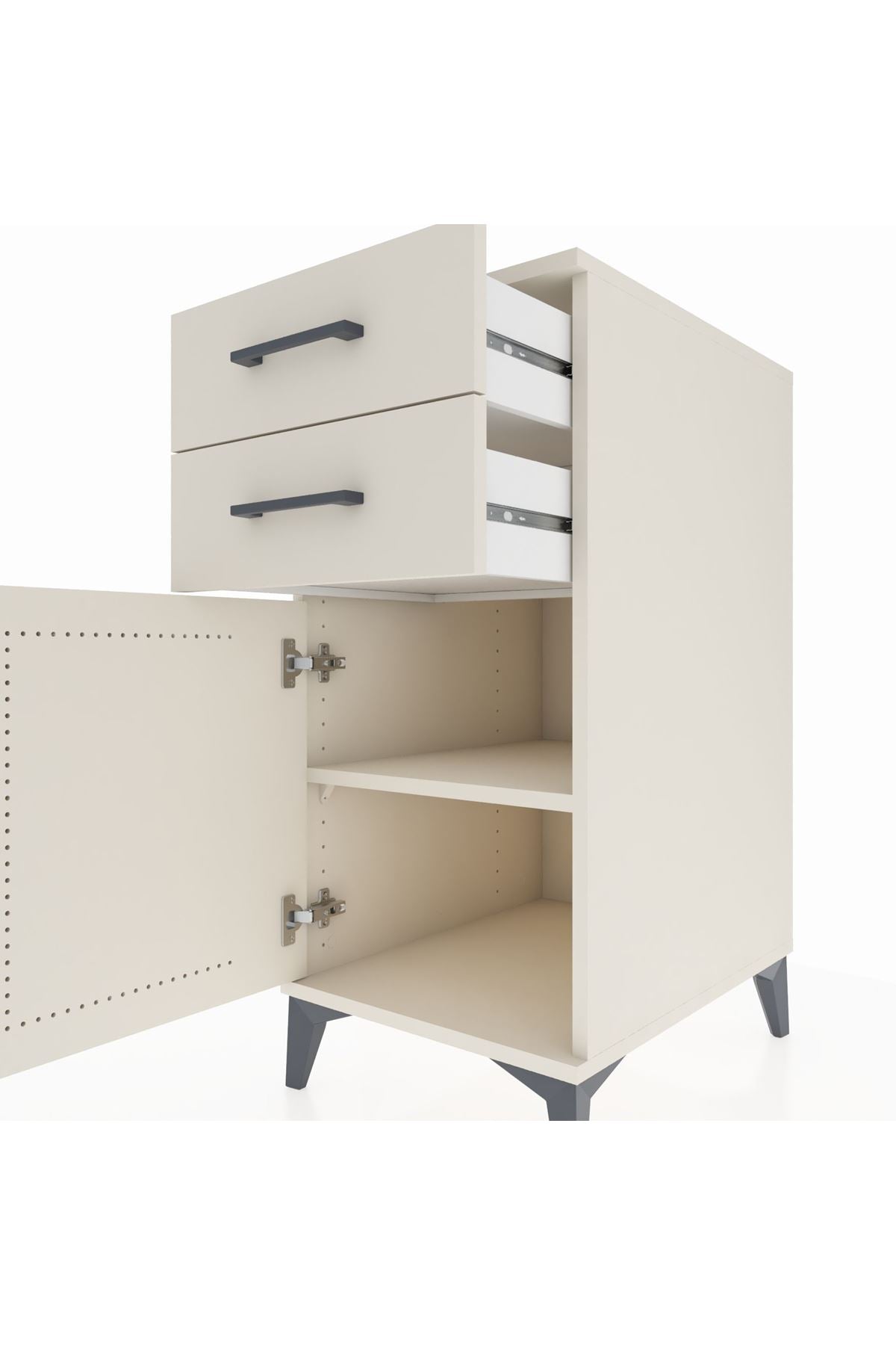 Kronos Komodin Tek Raflı 2 Çekmeceli Tek Kapaklı 44x59x96 Aytaşı-Aytaşı