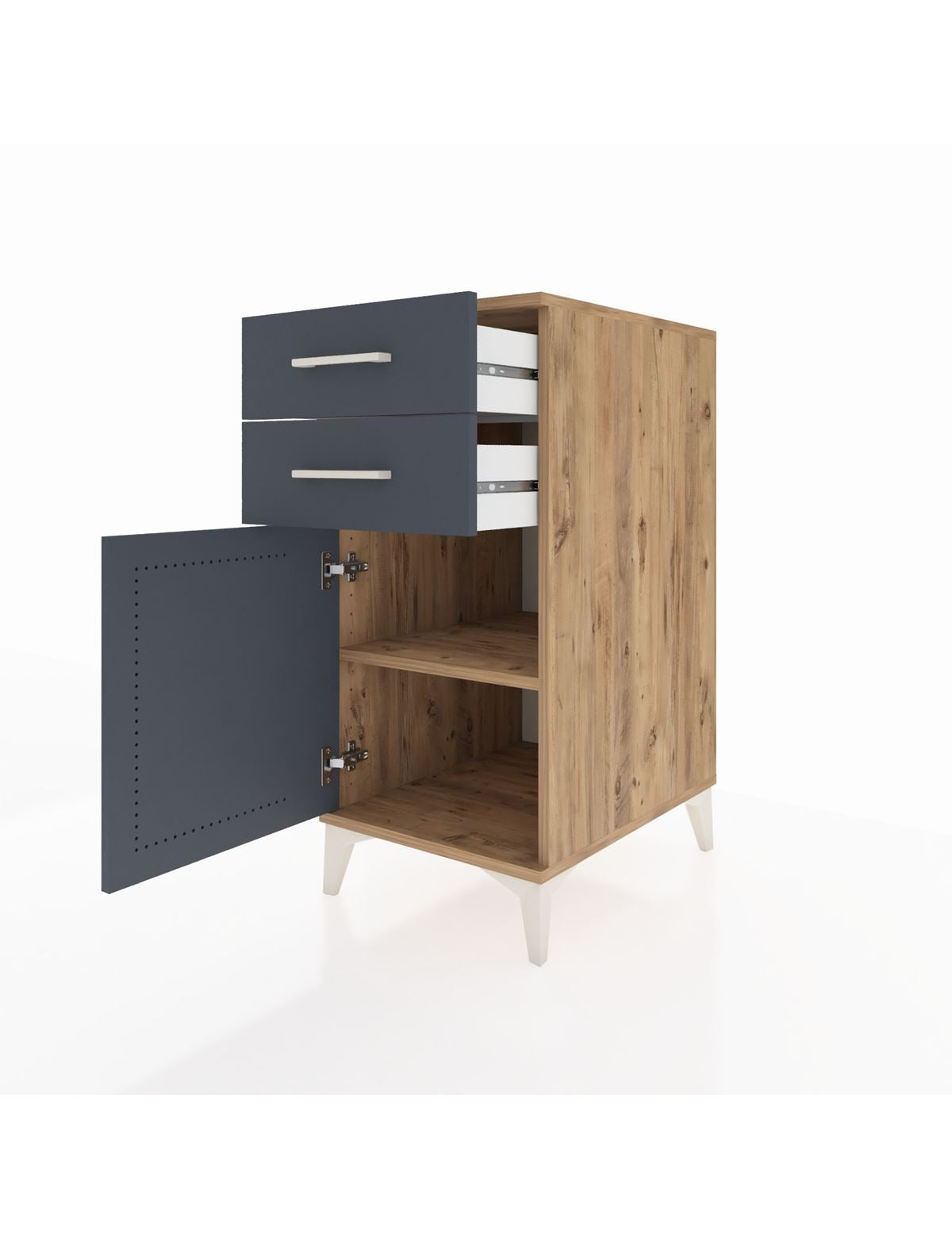 Kronos Komodin Tek Raflı 2 Çekmeceli Tek Kapaklı 44x59x96 - S75M034V8C