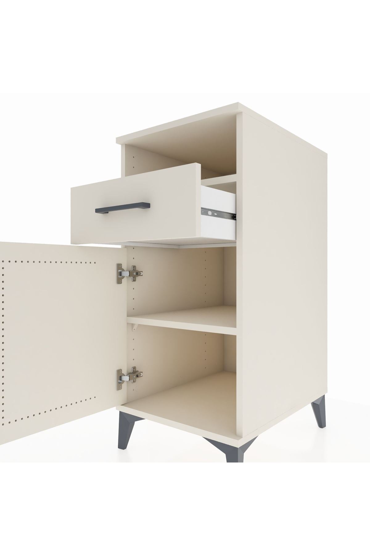 Kronos Komodin 2 Raflı Tek Çekmeceli Tek Kapaklı 44x59x96 Aytaşı-Aytaşı