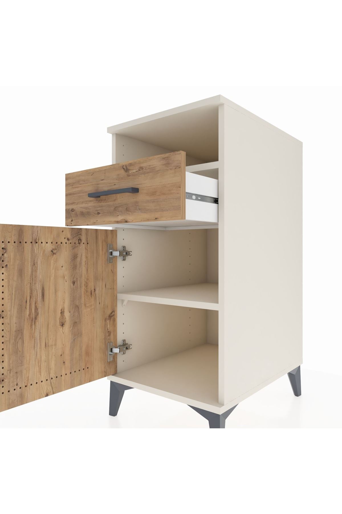 Kronos Komodin 2 Raflı Tek Çekmeceli Tek Kapaklı 44x59x96 Aytaşı-Çam