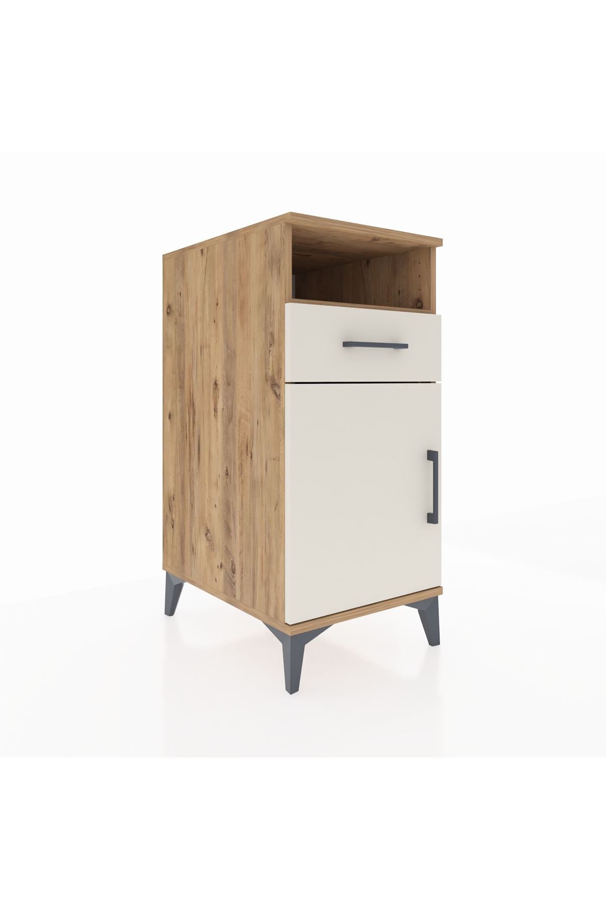 Kronos Komodin 2 Raflı Tek Çekmeceli Tek Kapaklı 44x59x96 Çam-Aytaşı