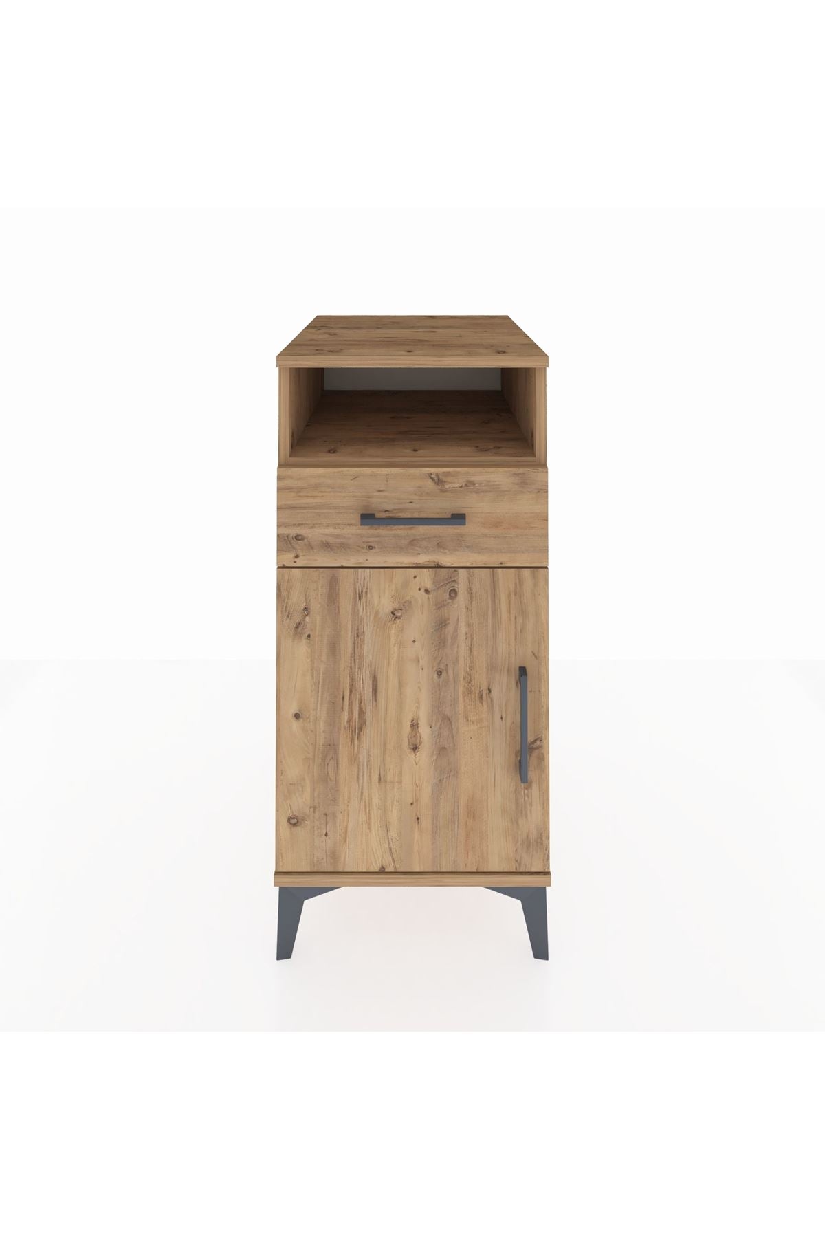 Kronos Komodin 2 Raflı Tek Çekmeceli Tek Kapaklı 44x59x96 Çam-Çam