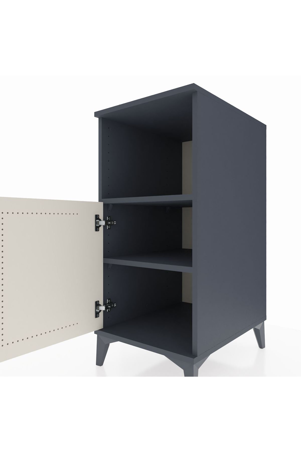 Kronos Komodin 2 Raflı Tek Kapaklı 44x59x96 Antrasit-Aytaşı