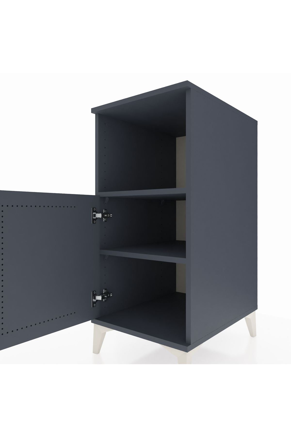 Kronos Komodin 2 Raflı Tek Kapaklı 44x59x96 Antrasit-Antrasit