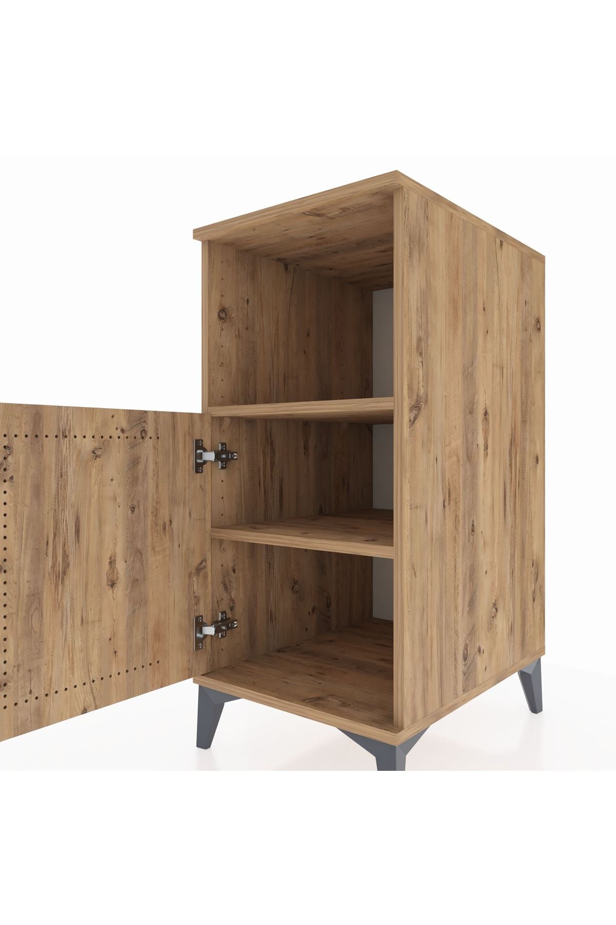 Kronos Komodin 2 Raflı Tek Kapaklı 44x59x96 Çam-Çam