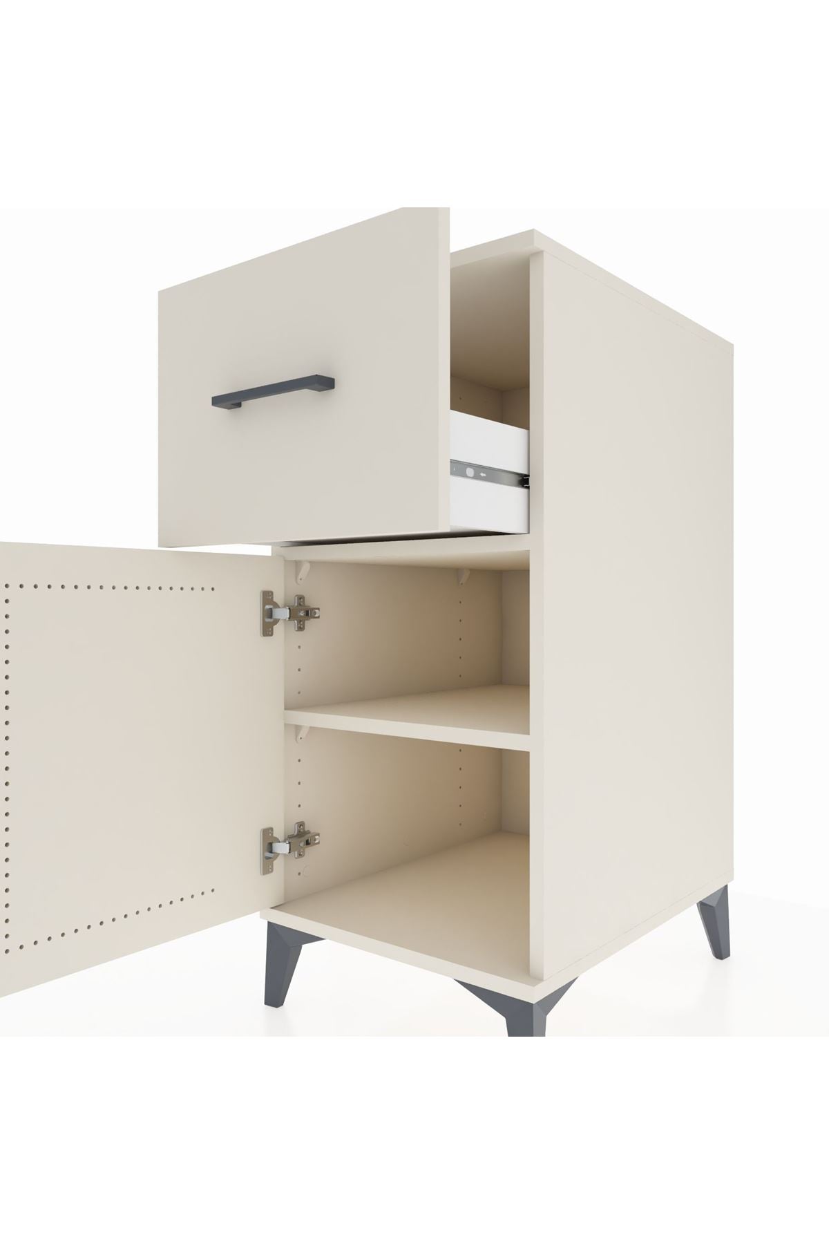 Kronos Komodin Tek Raflı Tek Çekmeceli Tek Kapaklı 44x59x96 Aytaşı-Aytaşı