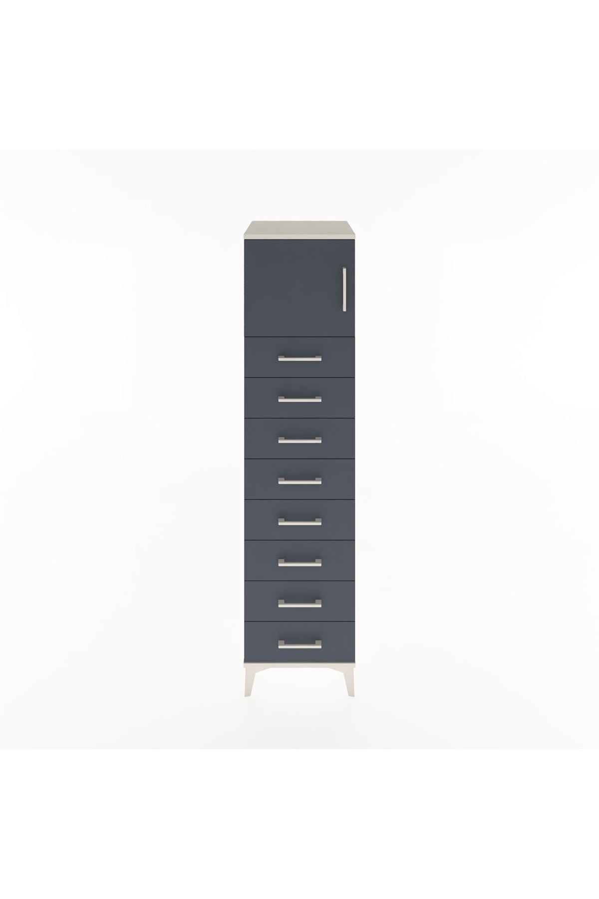 Hyperion Dolap Tek Raflı 8 Çekmeceli Tek Kapaklı 44x44x182 Aytaşı-Antrasit