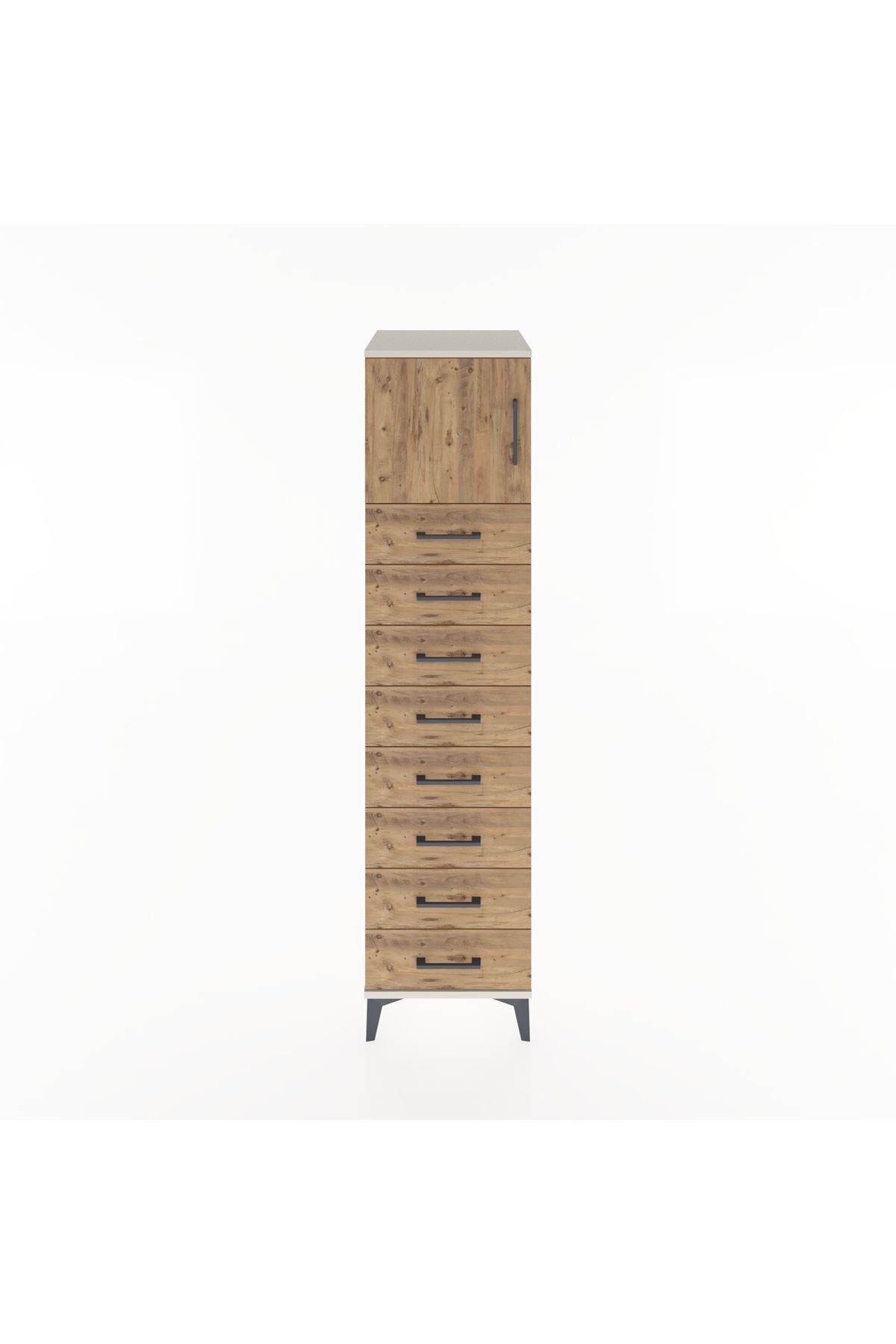 Hyperion Dolap Tek Raflı 8 Çekmeceli Tek Kapaklı 44x44x182 Aytaşı-Çam