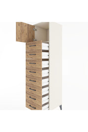 Hyperion Dolap Tek Raflı 8 Çekmeceli Tek Kapaklı 44x44x182 Aytaşı-Çam
