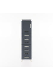 Hyperion Dolap Tek Raflı 8 Çekmeceli Tek Kapaklı 44x44x182 Antrasit-Antrasit