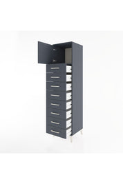 Hyperion Dolap Tek Raflı 8 Çekmeceli Tek Kapaklı 44x44x182 Antrasit-Antrasit