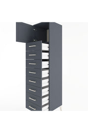 Hyperion Dolap Tek Raflı 8 Çekmeceli Tek Kapaklı 44x44x182 Antrasit-Antrasit