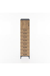 Hyperion Dolap Tek Raflı 8 Çekmeceli Tek Kapaklı 44x44x182 Antrasit-Çam