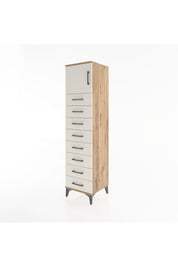 Hyperion Dolap Tek Raflı 8 Çekmeceli Tek Kapaklı 44x44x182 Çam-Aytaşı