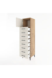 Hyperion Dolap Tek Raflı 8 Çekmeceli Tek Kapaklı 44x44x182 Çam-Aytaşı