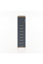 Hyperion Dolap Tek Raflı 8 Çekmeceli Tek Kapaklı 44x44x182 Çam-Antrasit