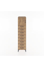 Hyperion Dolap Tek Raflı 8 Çekmeceli Tek Kapaklı 44x44x182 Çam-Çam