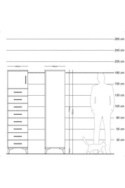 Hyperion Dolap Tek Raflı 8 Çekmeceli Tek Kapaklı 44x44x182 Çam-Çam