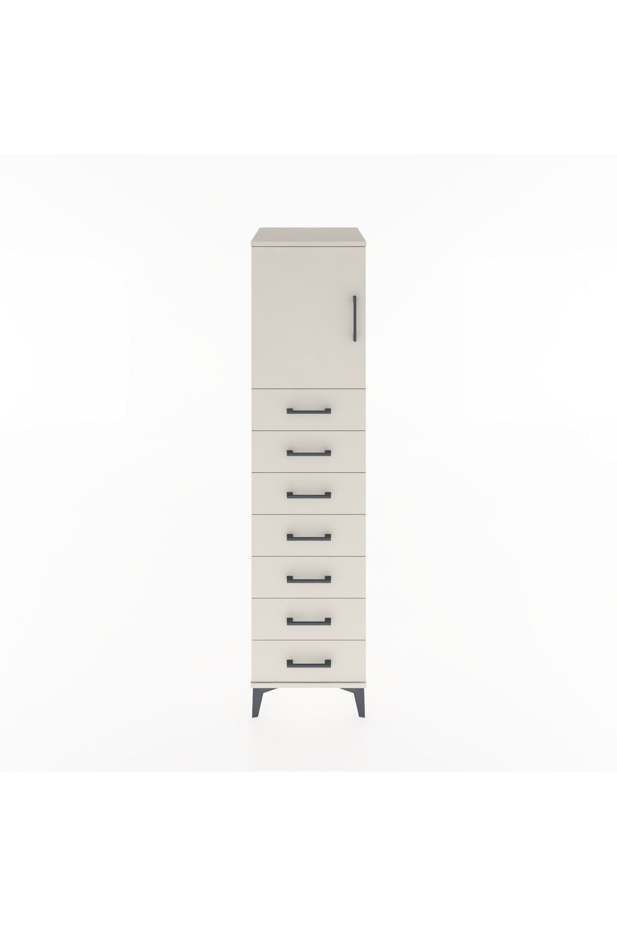 Hyperion Dolap Tek Raflı 7 Çekmeceli Tek Kapaklı 44x44x182 Aytaşı-Aytaşı