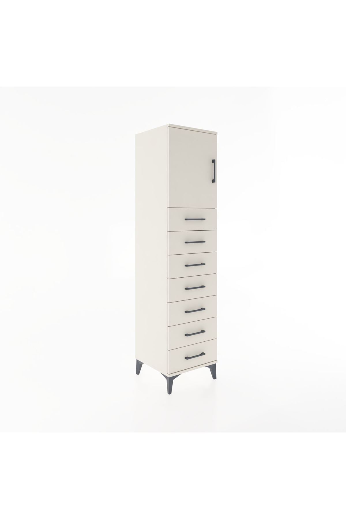 Hyperion Dolap Tek Raflı 7 Çekmeceli Tek Kapaklı 44x44x182 Aytaşı-Aytaşı